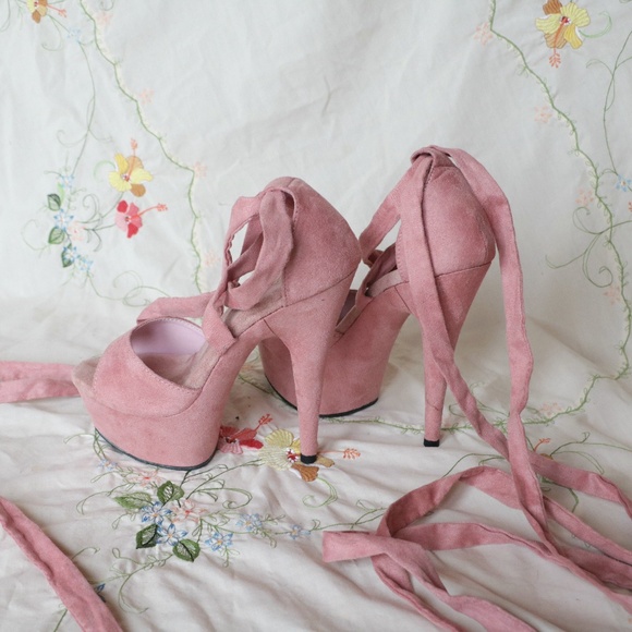 Pink Velvet Ballerina Pleasers - Picture 10 of 15